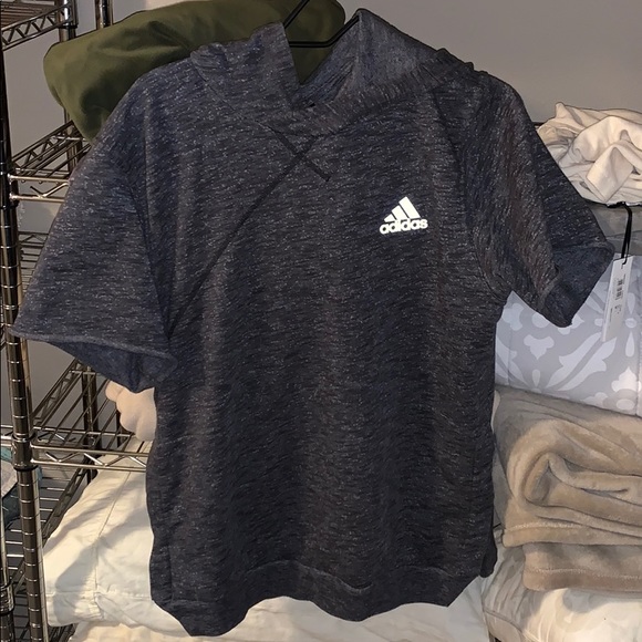 adidas short sleeve hoodie mens